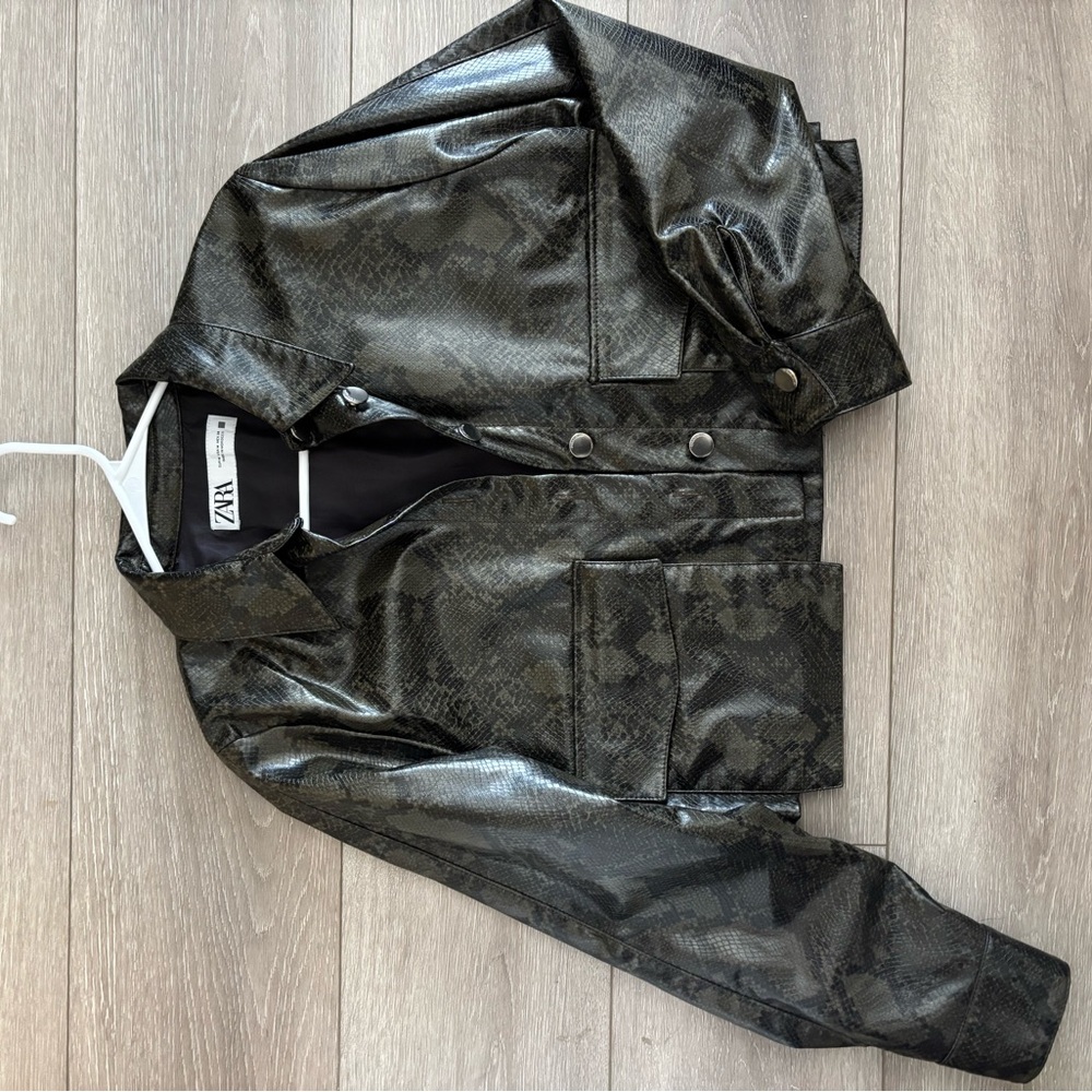 Zara Dark Snakeskin Patterned Jacket